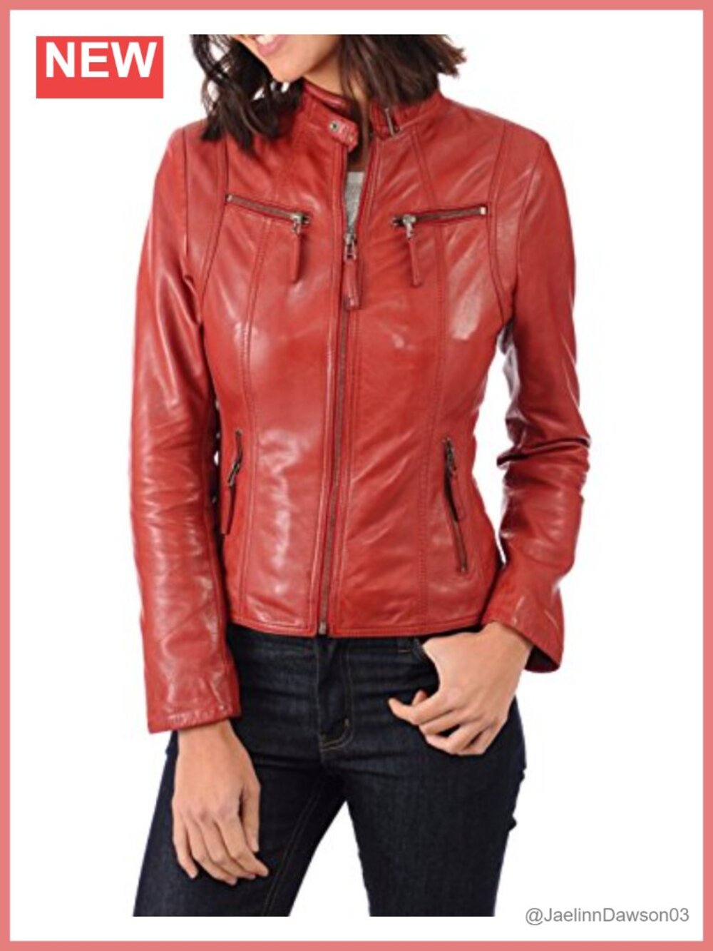Lambskin Leather Jacket Quilted Moto Biker Slim Fit Winter Coat